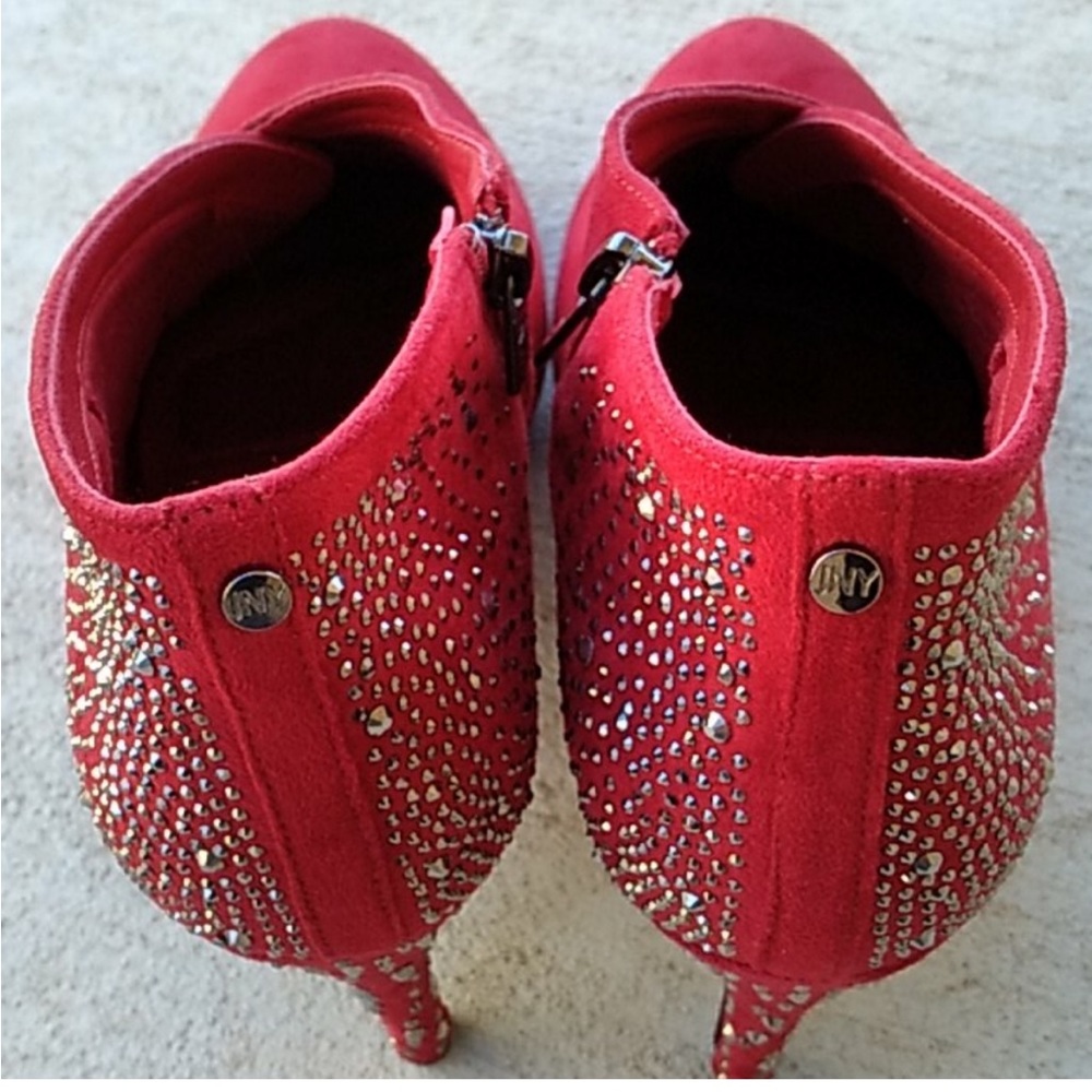 π5 for $10π Jones New York Red Suede Studded Ankle Booties - Picture 3 of 12